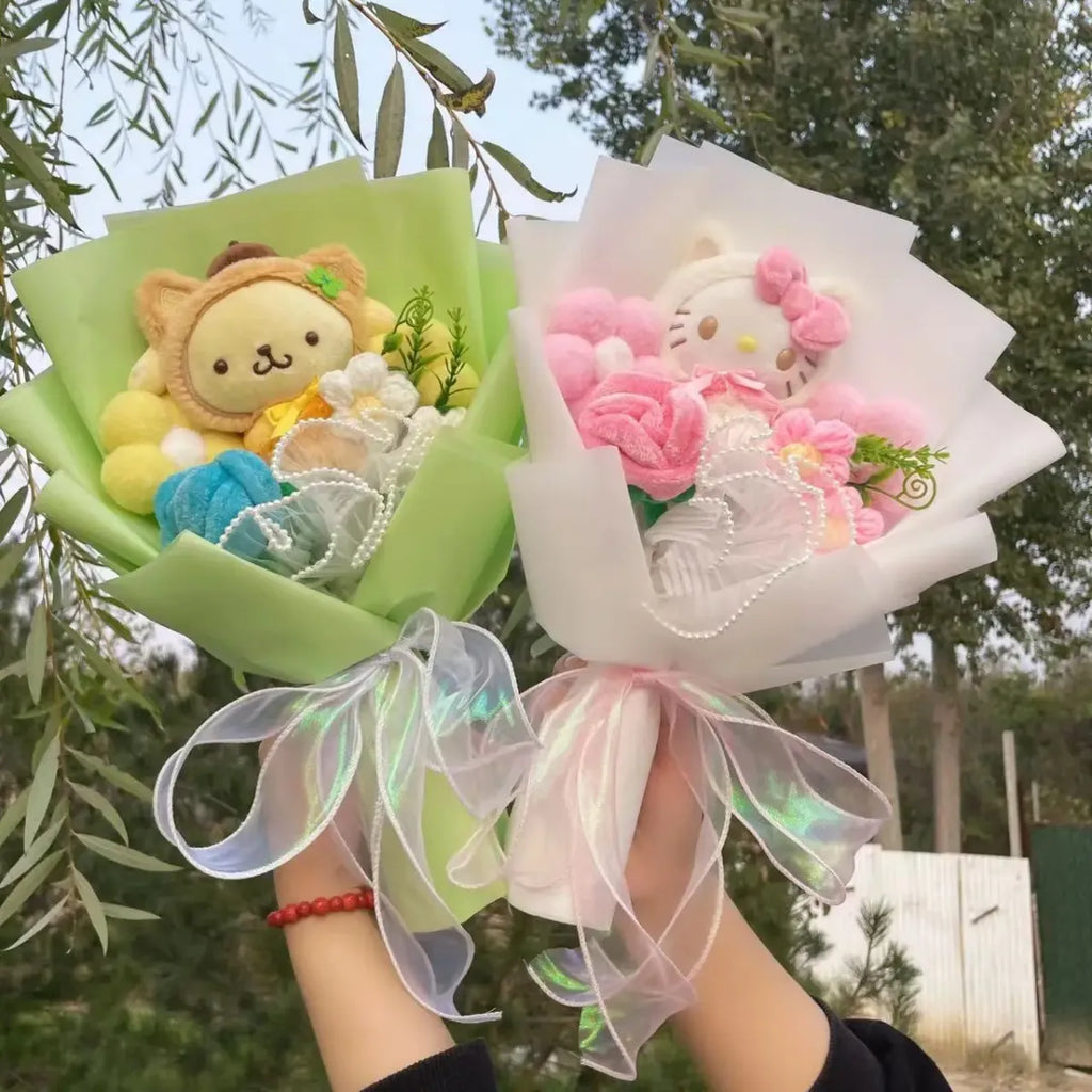 Kuromi Plush Flower Bouquet – Kawaii Handmade Gift for Valentine