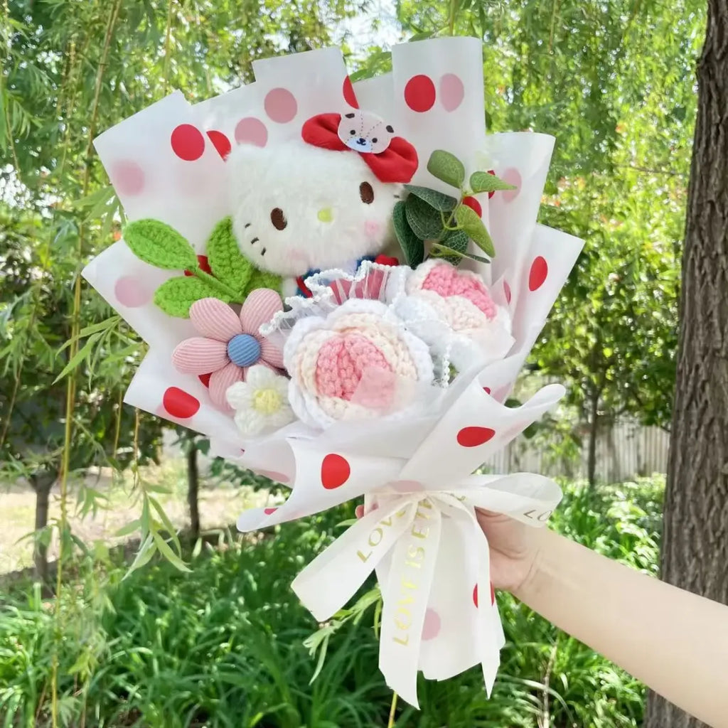 Kuromi Plush Flower Bouquet – Kawaii Handmade Gift for Valentine