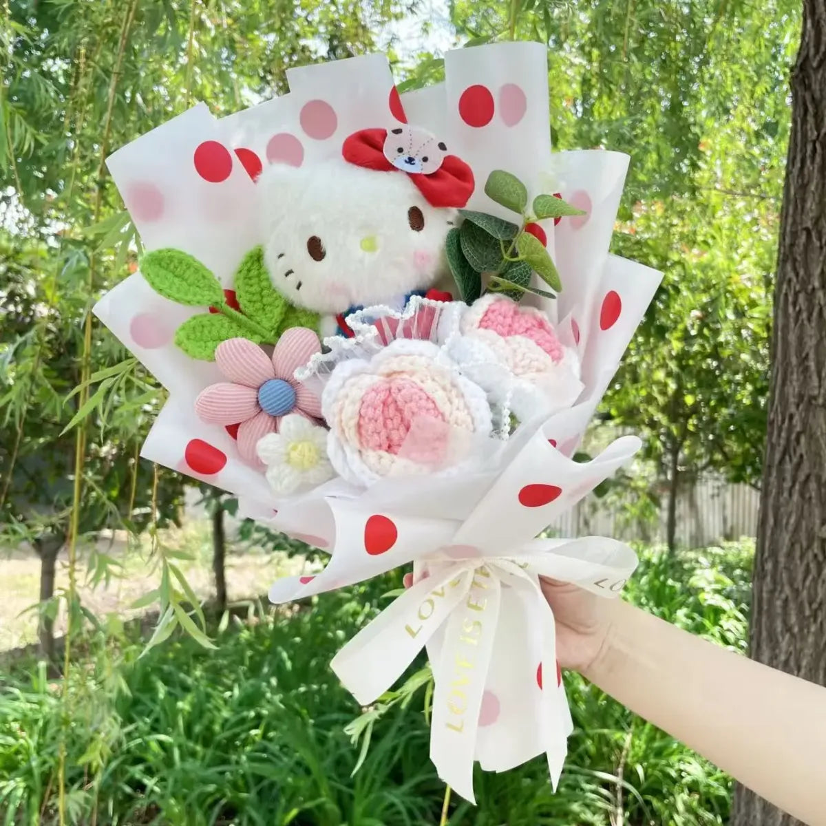 Kuromi Plush Flower Bouquet – Kawaii Handmade Gift for Valentine