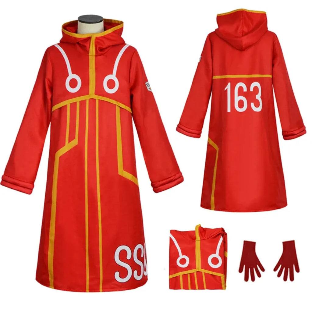 Luffy Egghead Island Cosplay – One Piece 163 Red Robe & Straw Hat Set