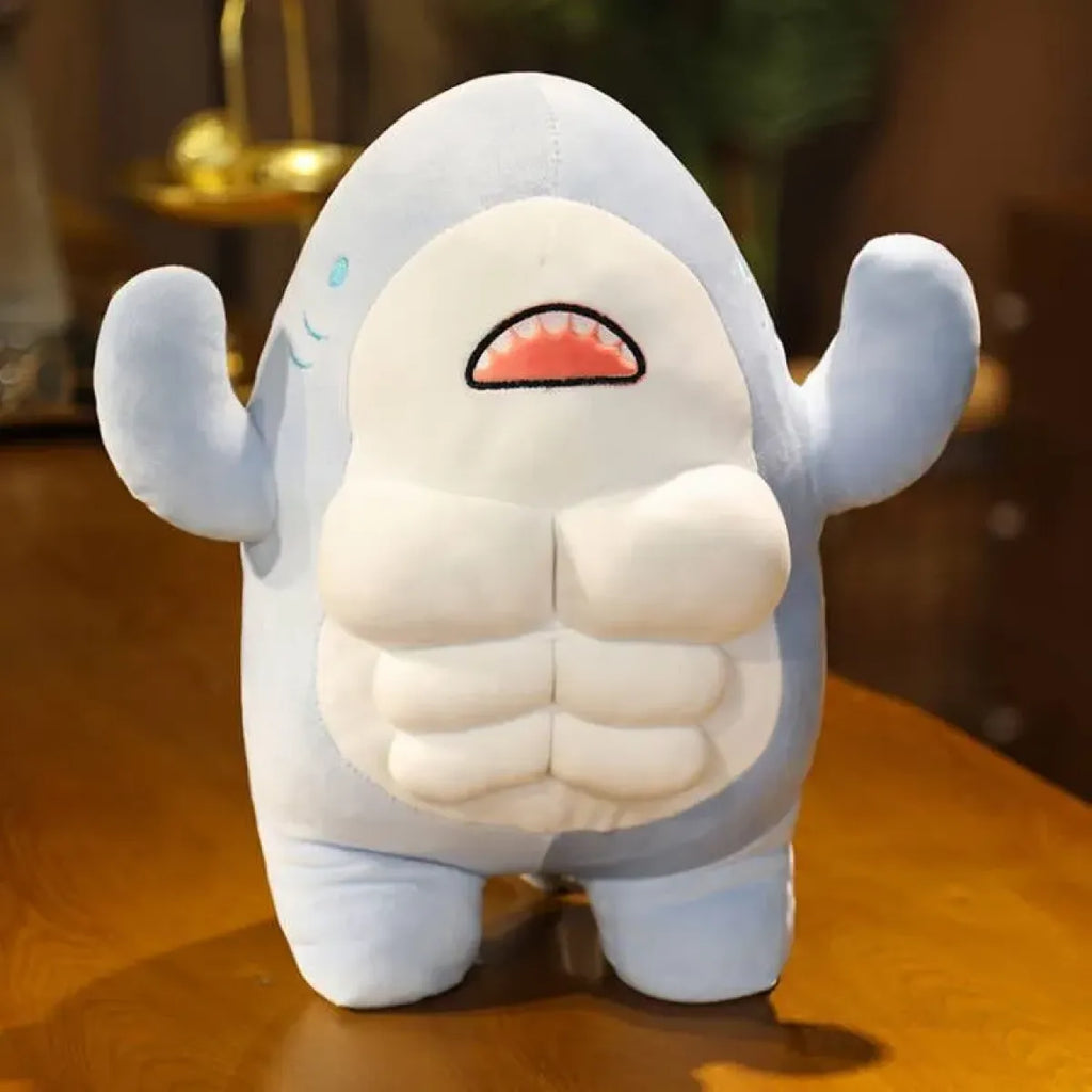 40CM Muscle Shark Plush Doll - Cartoon Strong Shark Stuffed Toy