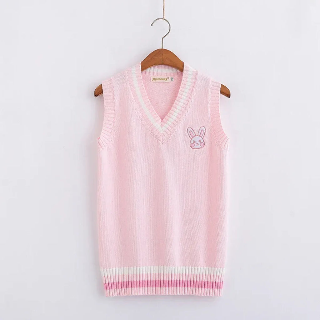 Kawaii Pink Pastel Bunny Vest Sweater