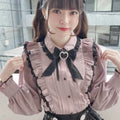 Pink Lace Ruffle Blouse - Kawaii Lolita Bow Top