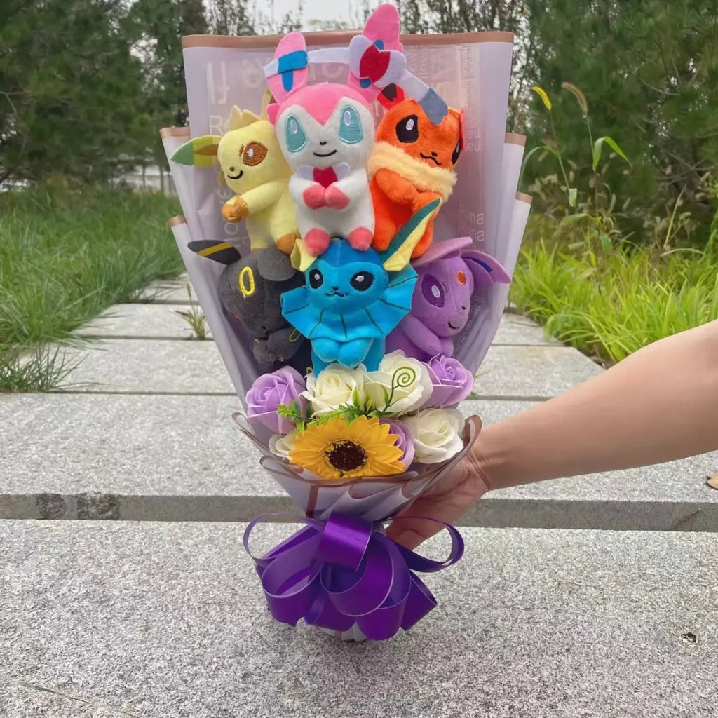 Kawaii Pokemon Plush Bouquet – Handmade Anime Gift for Kids