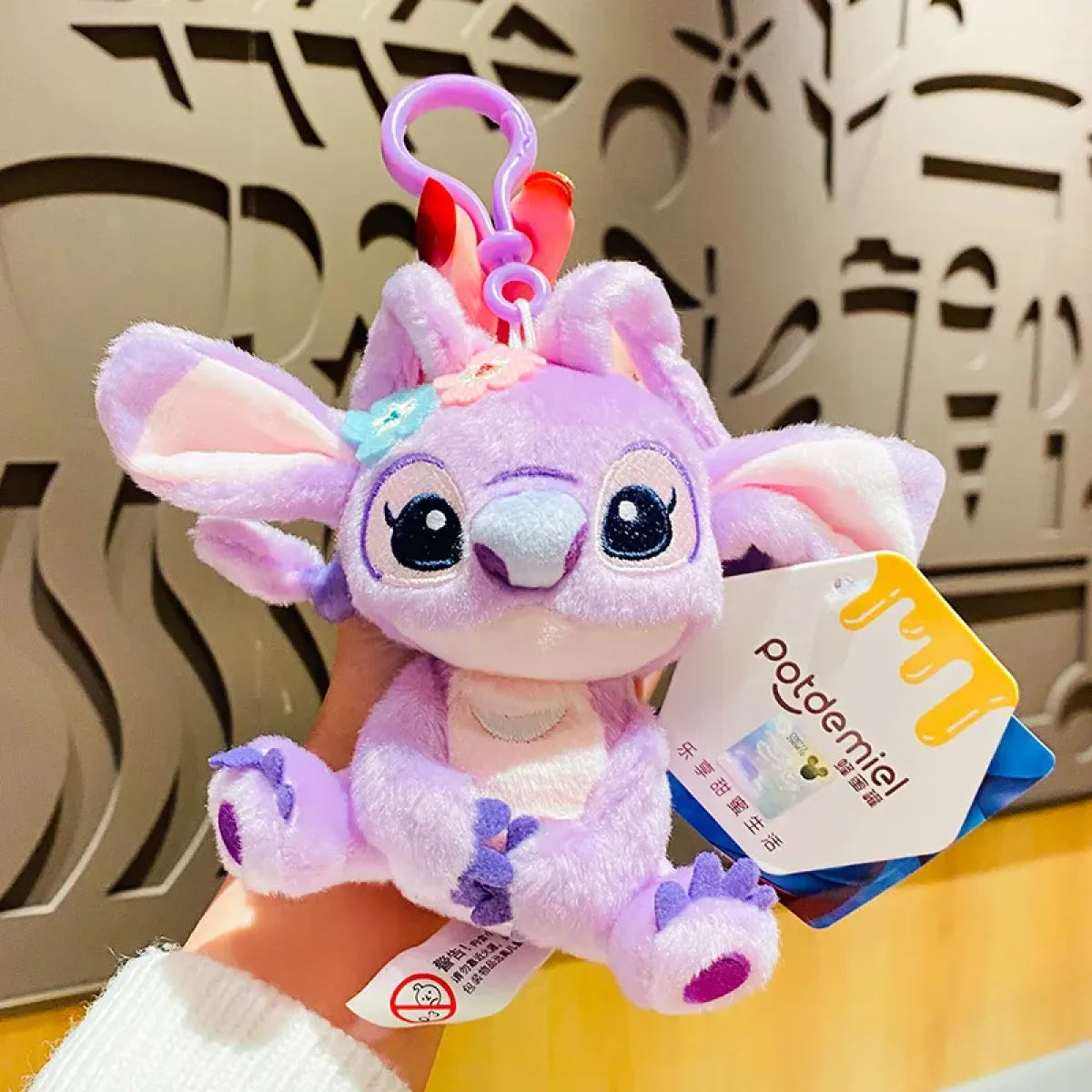 12cm Kawaii Stitch Plush Keychain – Blue & Purple Bag Charm Accessory