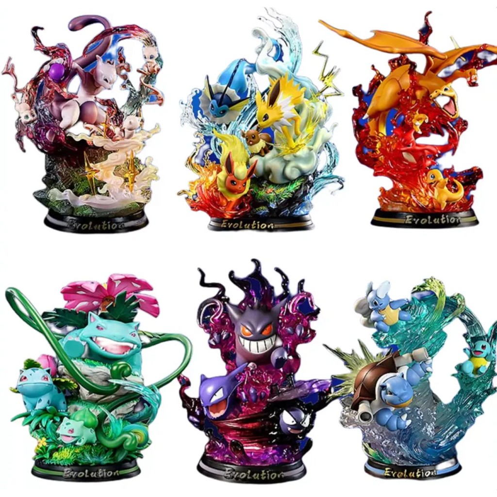 Pokemon Evolution Figures - Charizard, Eevee, Mewtwo, Gengar