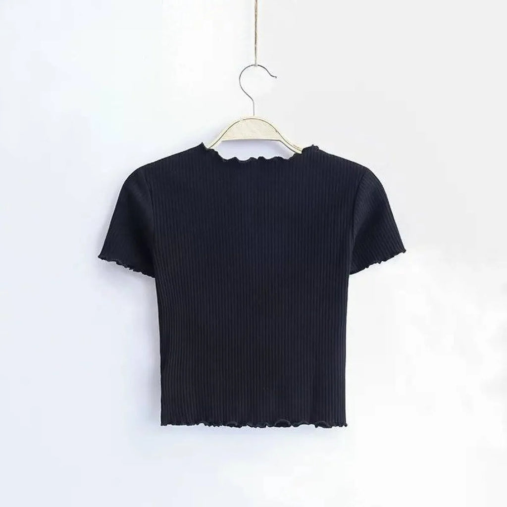 Ruffle Trim Crop Top