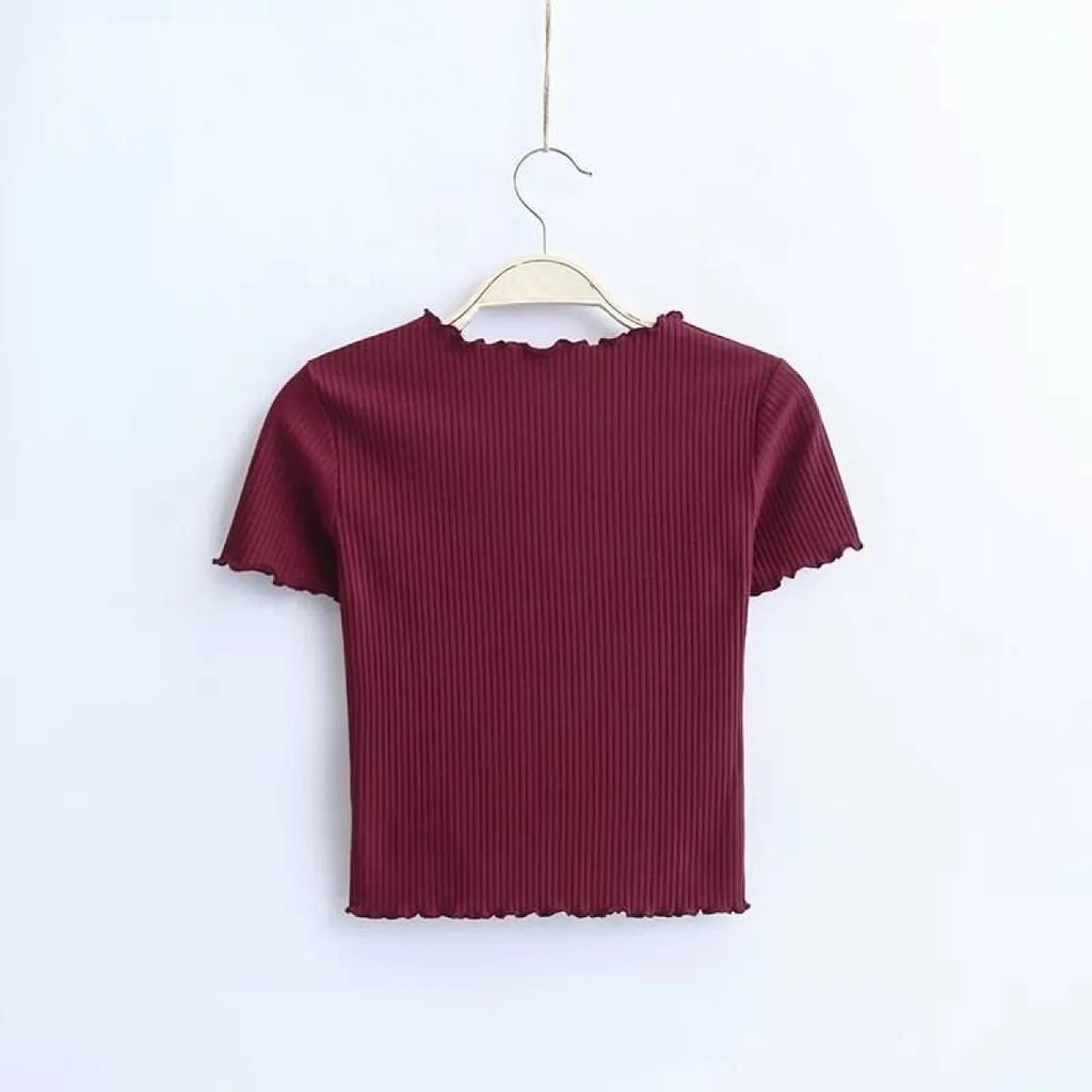 Ruffle Trim Crop Top