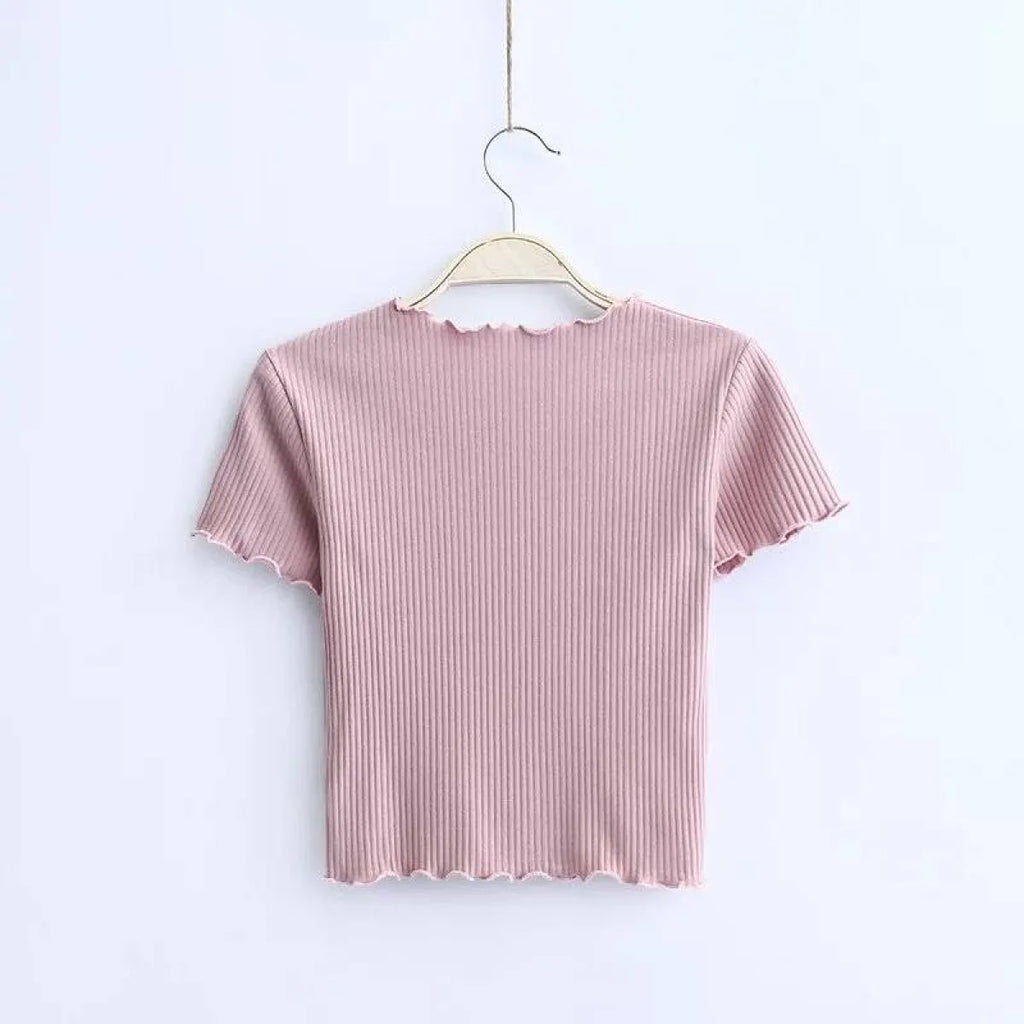 Ruffle Trim Crop Top