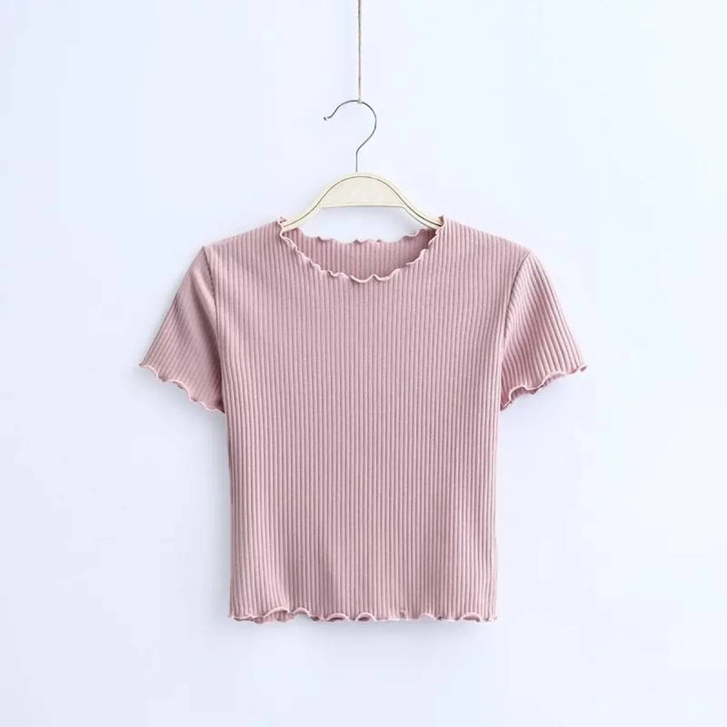 Ruffle Trim Crop Top