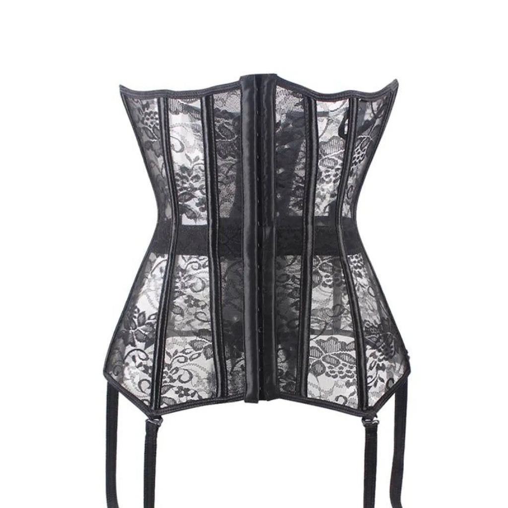 Sexy Sheer Corset Bustier With Garters