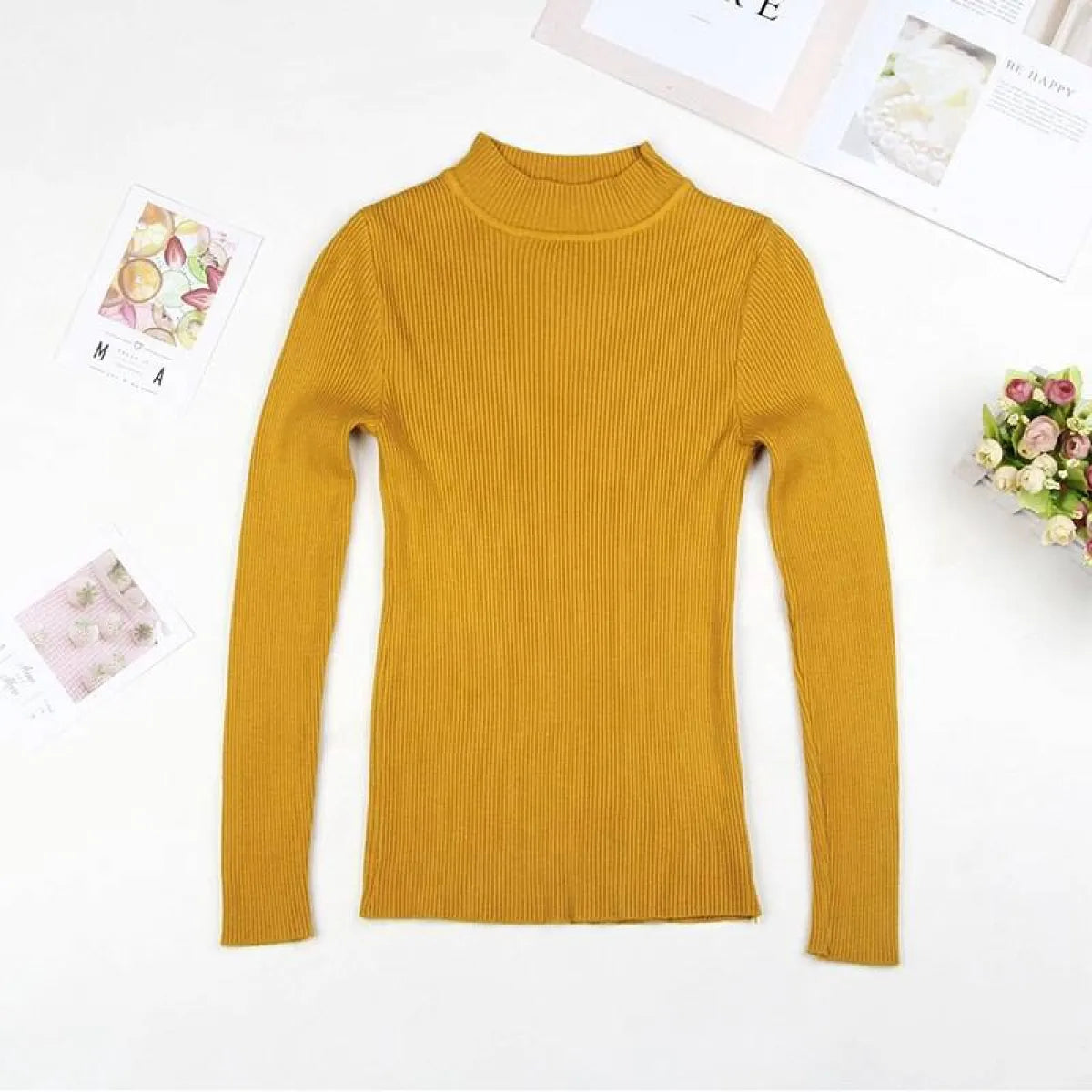 Solid Turtleneck Sweater