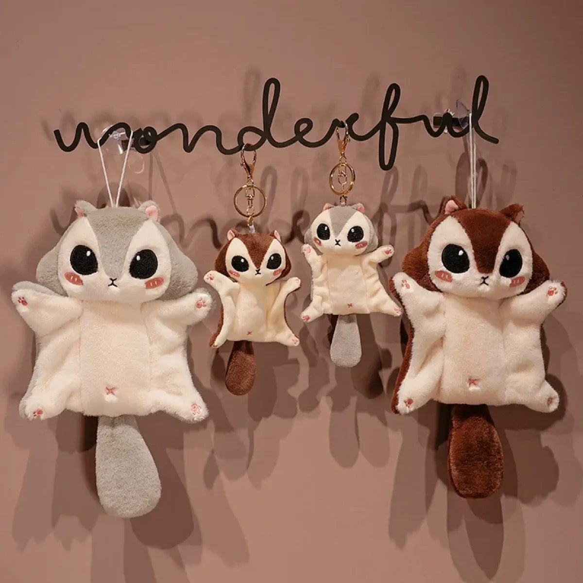 Kawaii Squirrel Plush Keychain