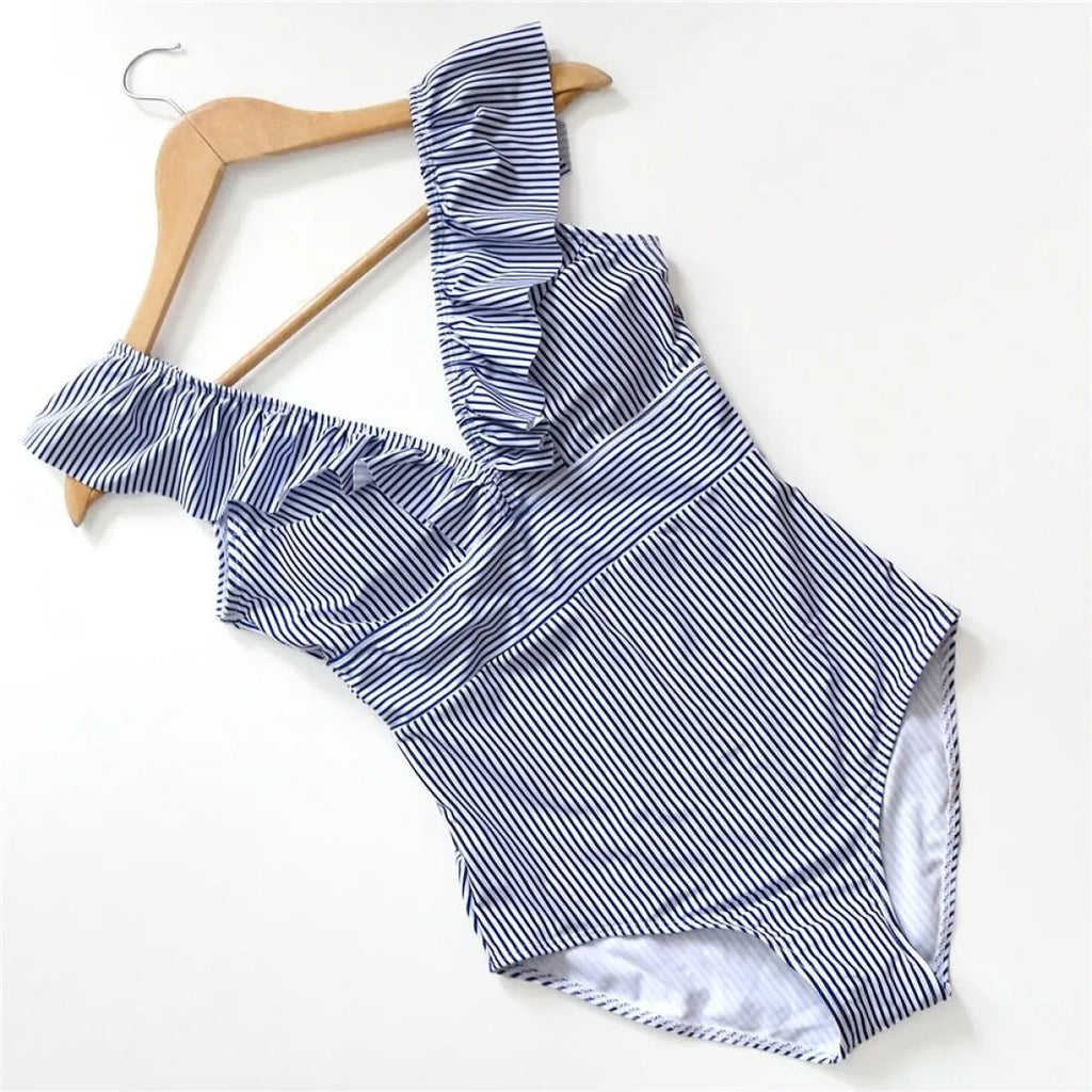 Striped Ruffled Swimsuit
