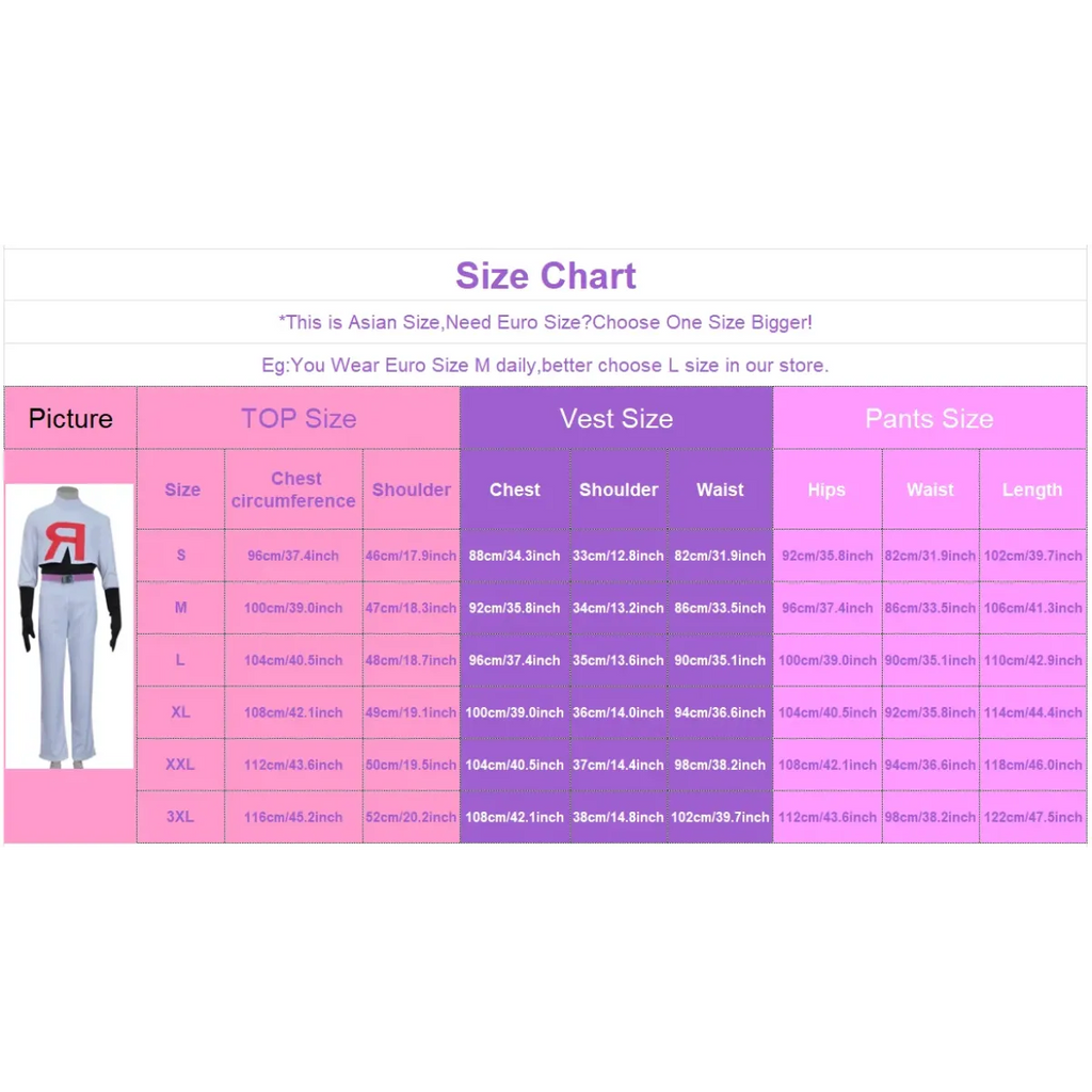 Team Rocket Jessie & James Cosplay Set – Anime Full Outfit for Men & Women