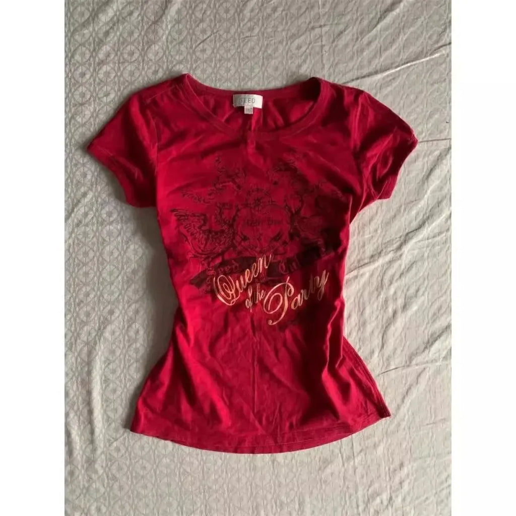 Y2K Graphic Tee – Vintage Retro Slim Fit Short Sleeve