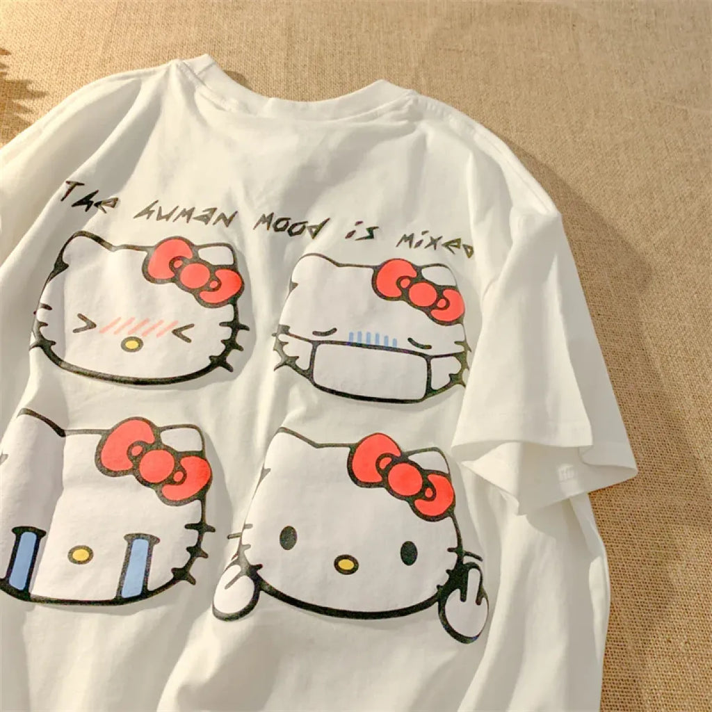 Kawaii Hello Kitty Harajuku Ullzang T Shirt Women Cute Anime Y2K Streetwear T-shirt Cartoon Fashion Summer Tshirt Female Girls