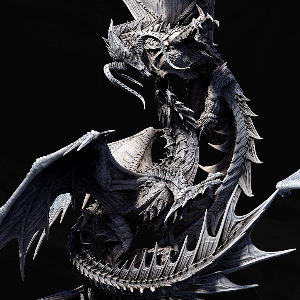 Elder Black Dragon Vs Elder Green Dragon Battle Diorama - Clash of the Primevals